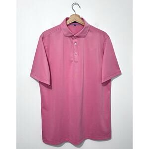 Stitch Golf Mens Polo Shirt M Pink Short Sleeve Side Slits Breathable Logo